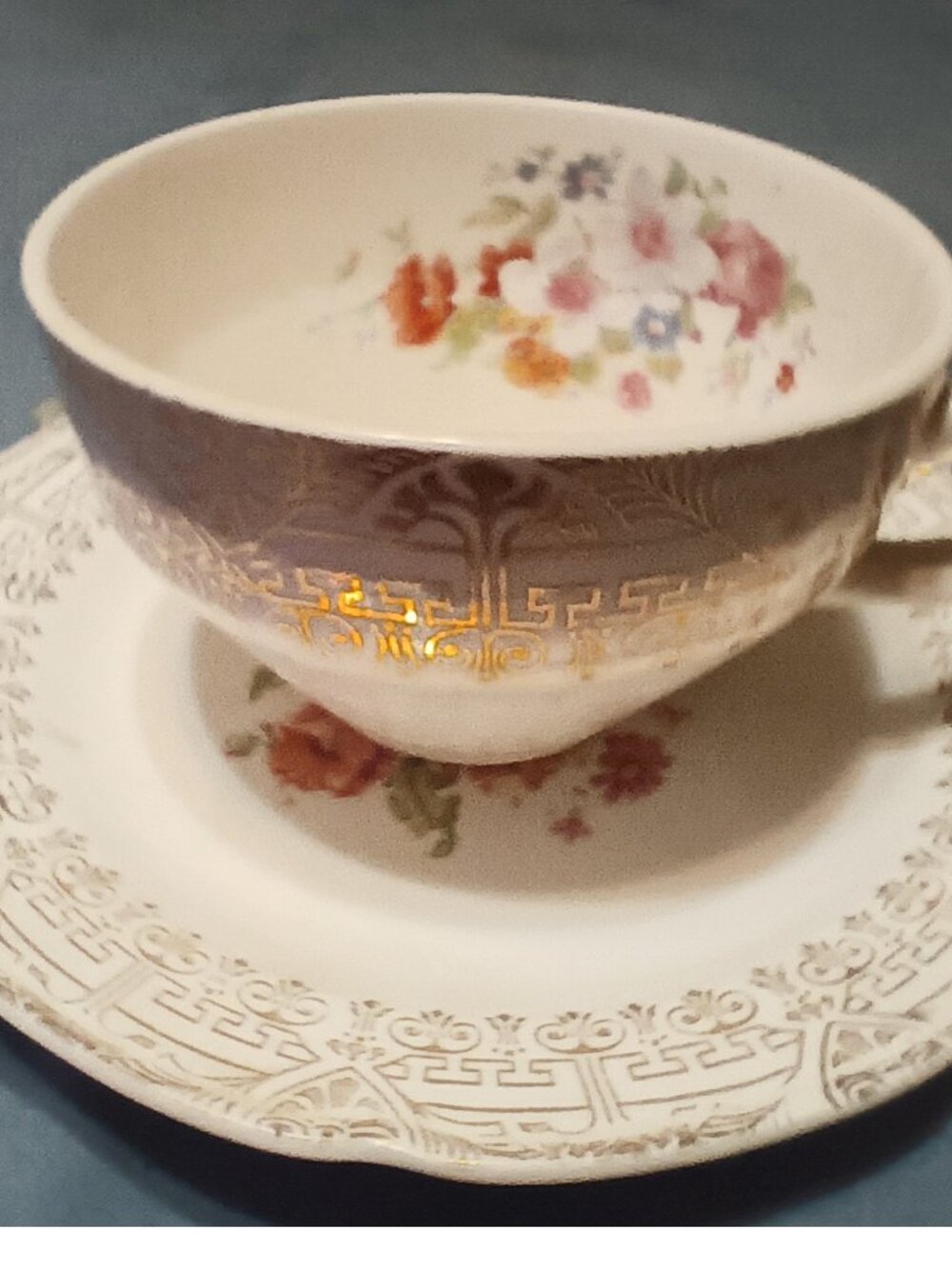 Vintage Stetson China 22Kt Gold Cups and Saucers Set 4 Pc Set